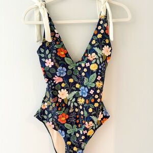 Summersalt Swim The Tie Backflip One Piece - Rifle Paper Co, Strawberry Fields